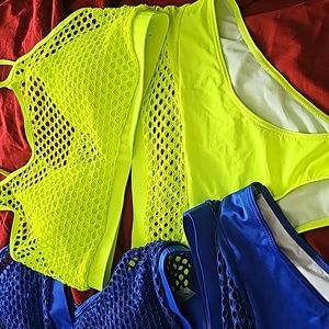 SHEIN Swim Vcay Plus Contrast Mesh High Waisted Bikini Swimsuit